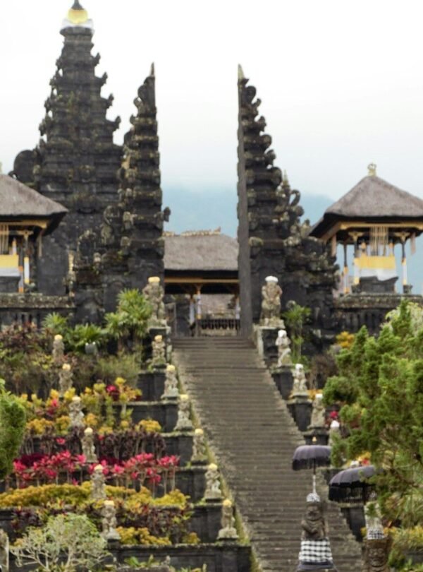 a large temple with many pointed roofs